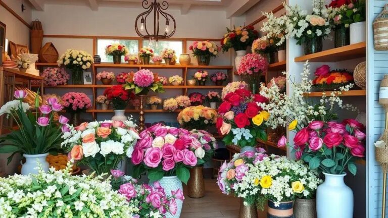 Flores artificiais para decoração de loja que encantam clientes